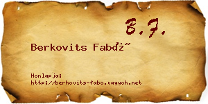 Berkovits Fabó névjegykártya